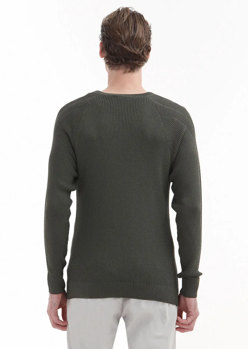 Khaki Knitwear Sweatshirt - 5
