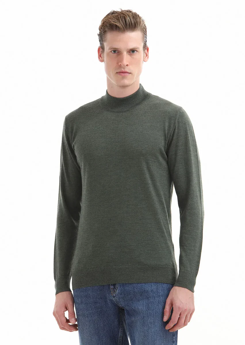 Khaki Knitwear Sweatshirt - 2