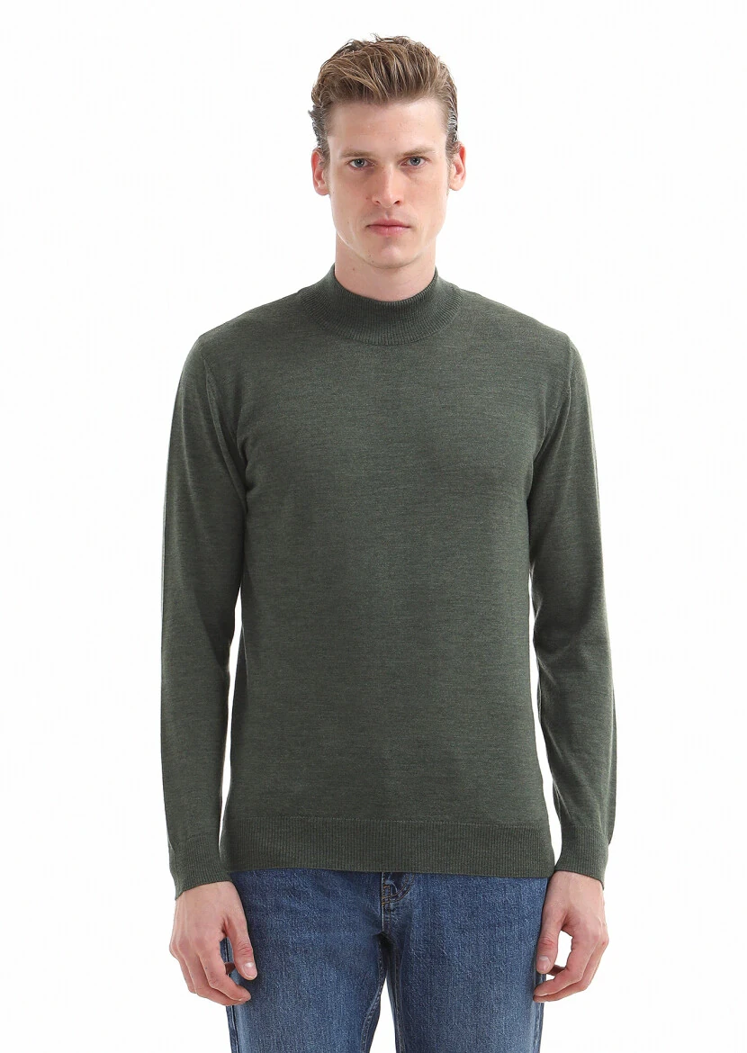 Khaki Knitwear Sweatshirt - 3