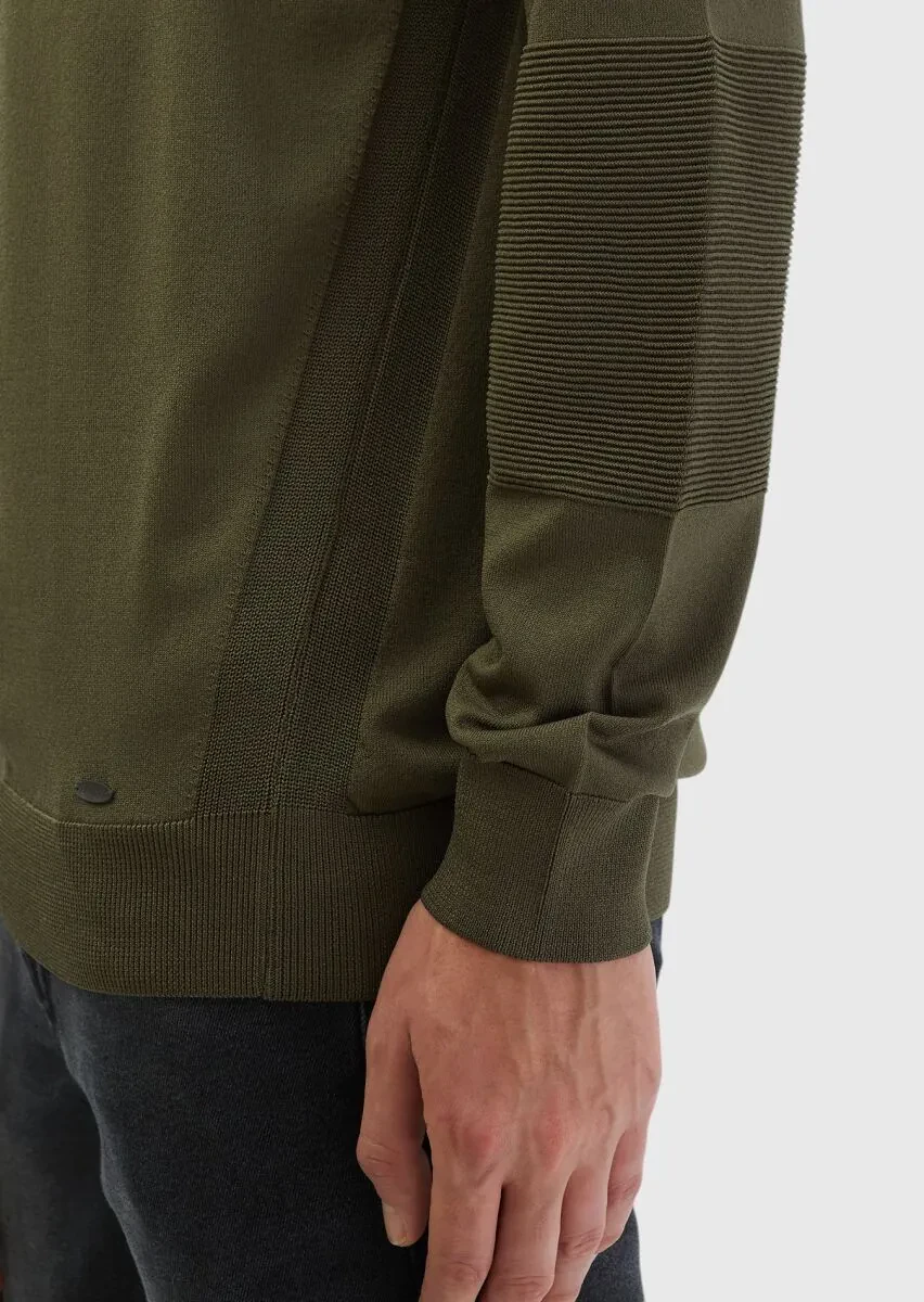 Khaki Knitwear Sweatshirt - 5