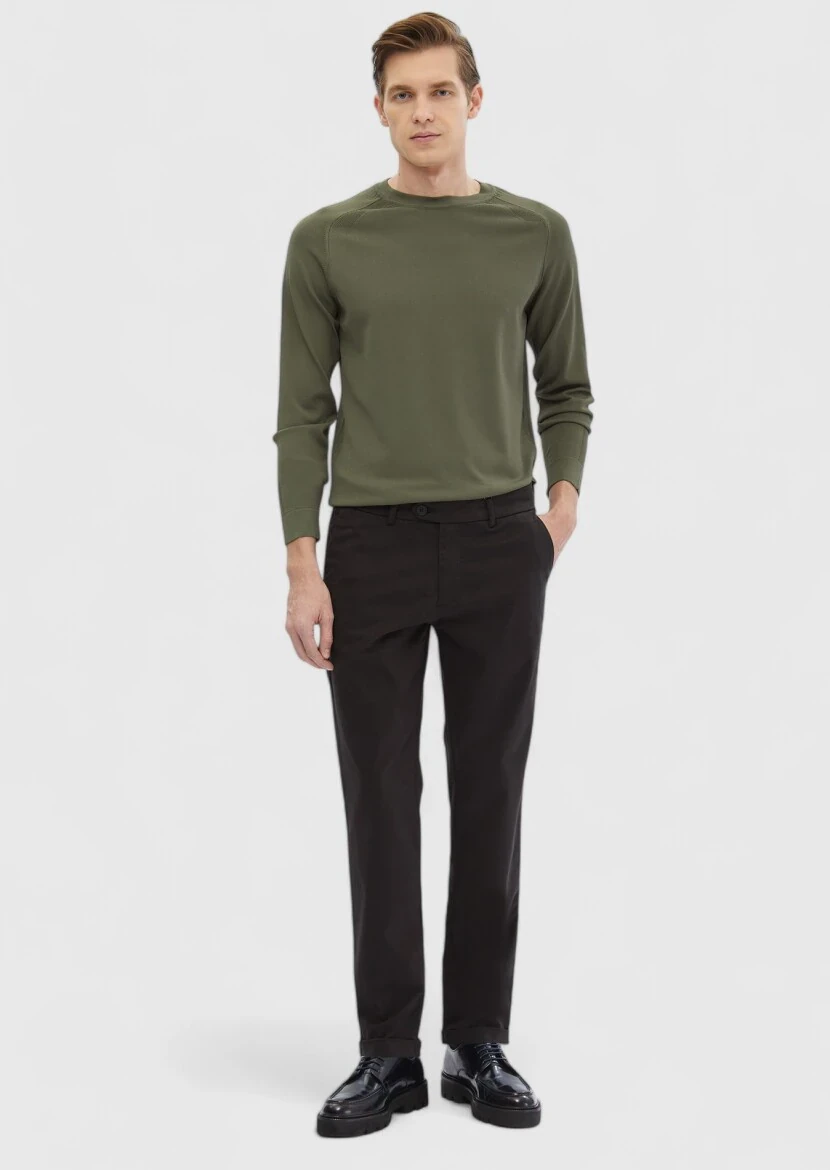 Khaki Knitwear Sweatshirt - 1