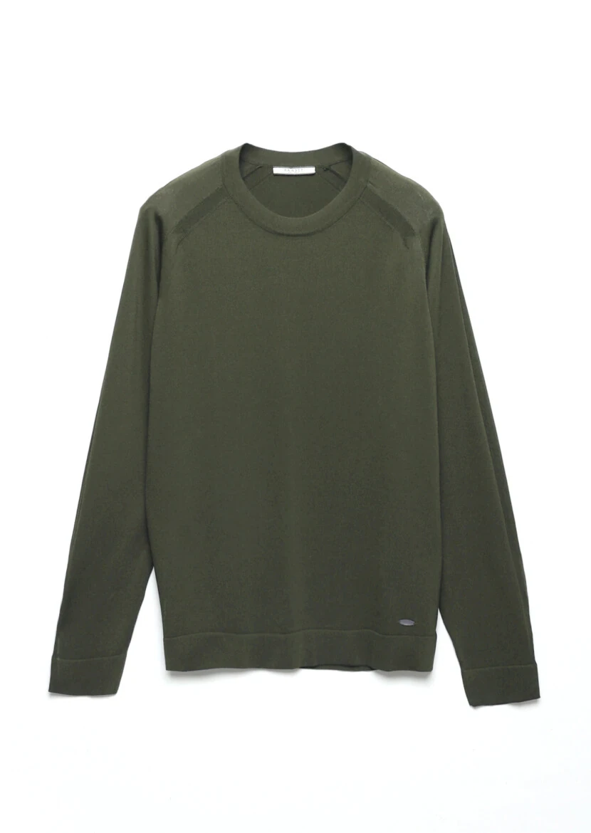 Khaki Knitwear Sweatshirt - 5