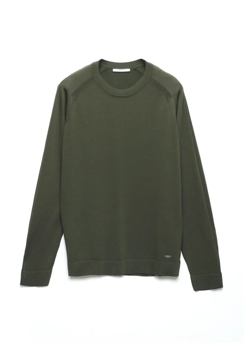 Khaki Knitwear Sweatshirt - 5