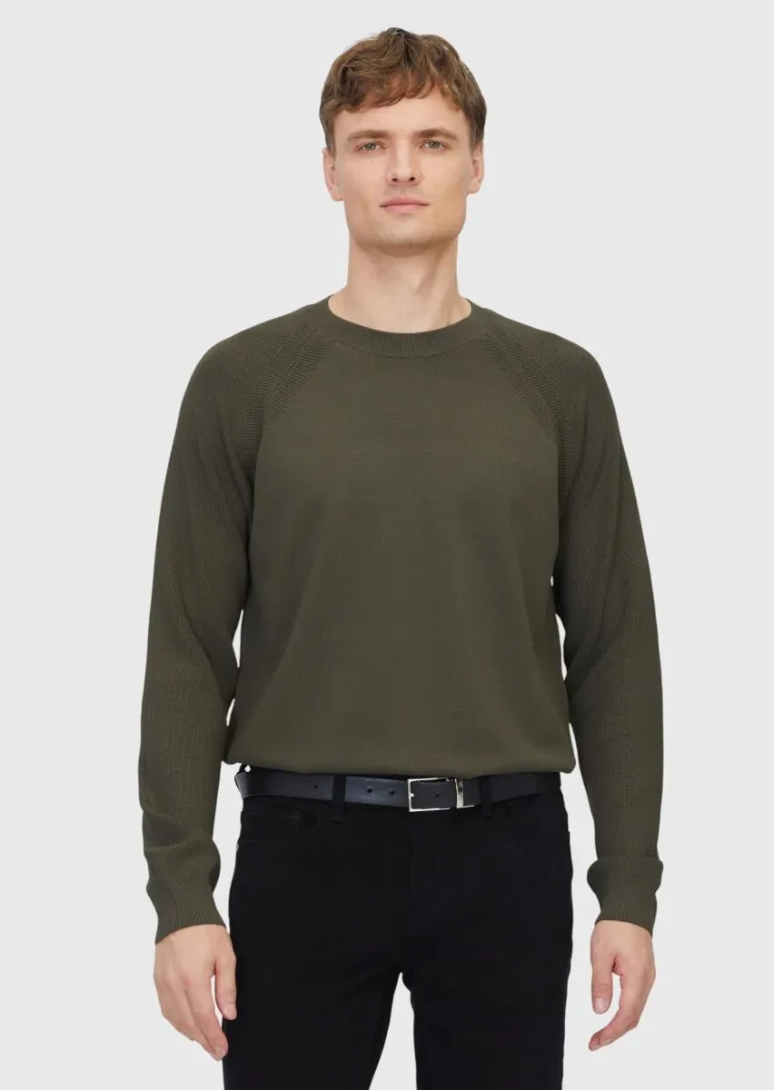 Khaki Knitwear Sweatshirt - 1