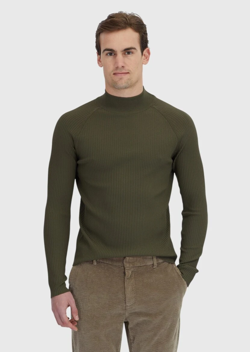 Khaki Knitwear Sweatshirt - 1