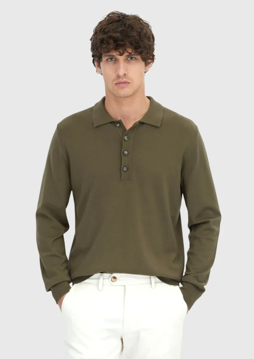 Khaki Knitwear Sweatshirt - 1