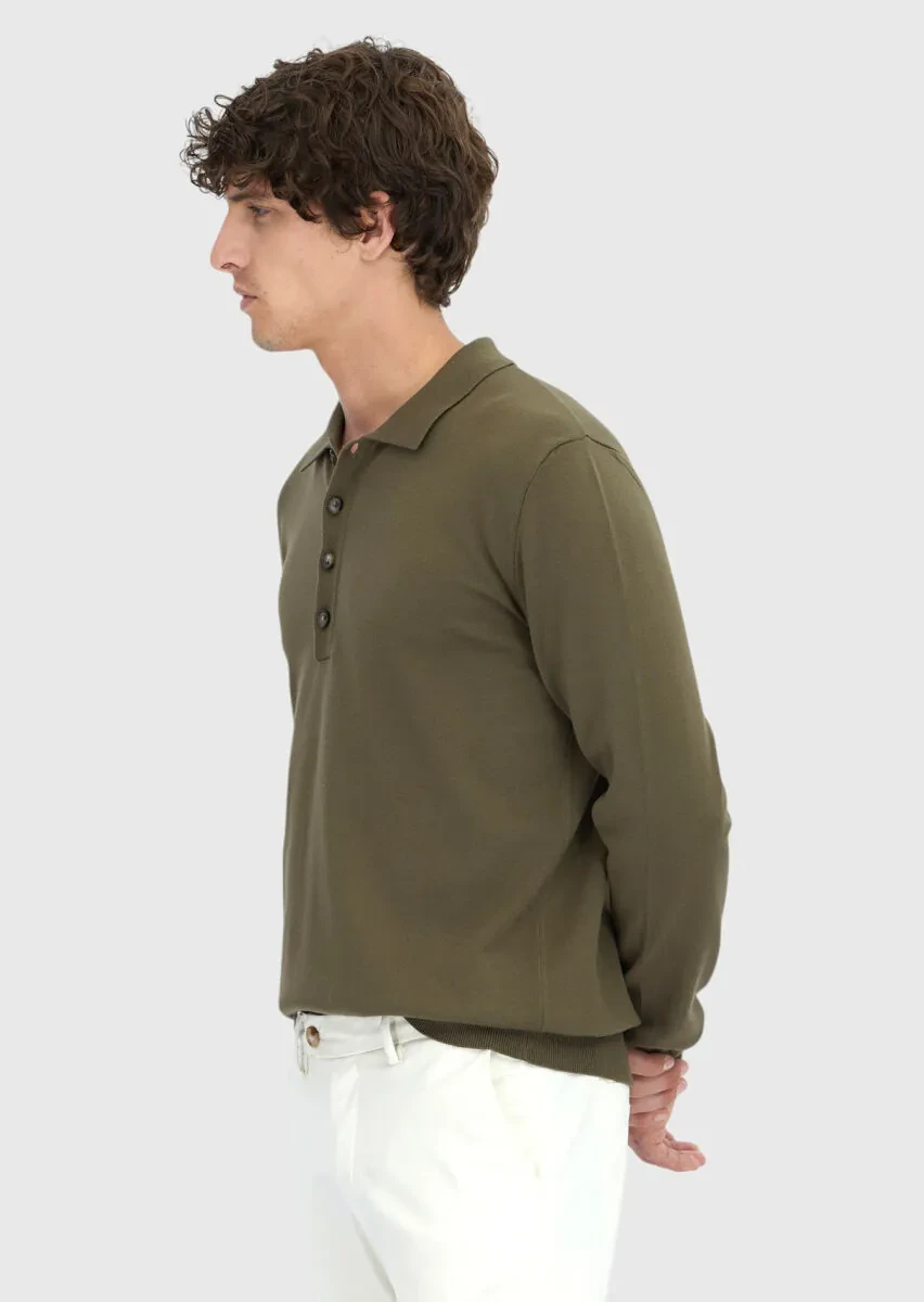Khaki Knitwear Sweatshirt - 3