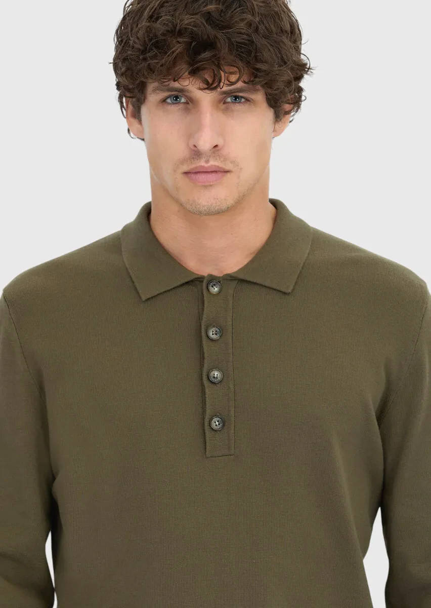 Khaki Knitwear Sweatshirt - 4