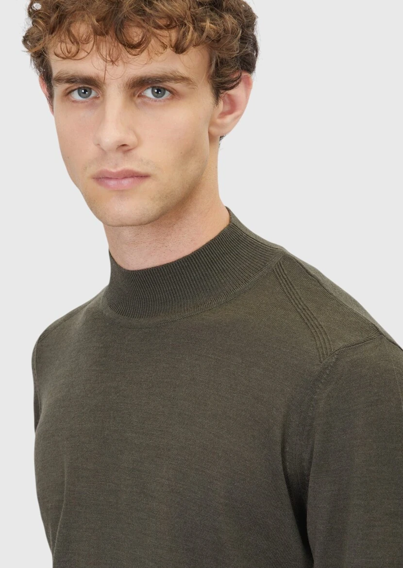 Khaki Knitwear Sweatshirt - 4