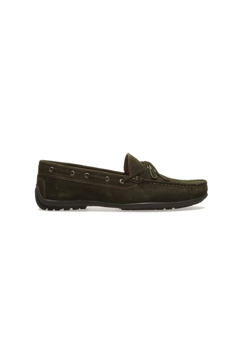 Khaki Leather Casual Loafer - 1