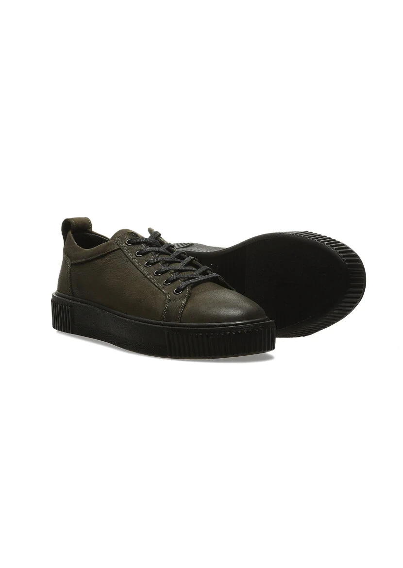 Khaki Leather Sneaker - 3