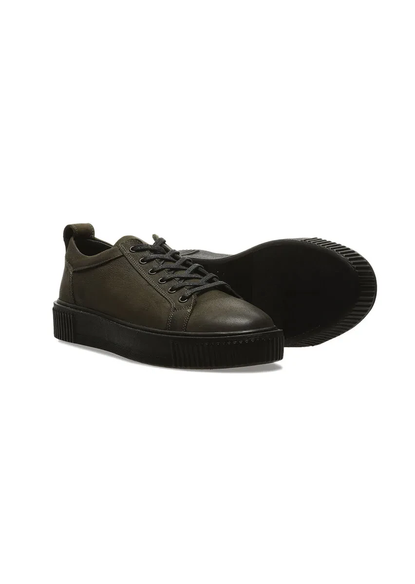 Khaki Leather Sneaker - 3