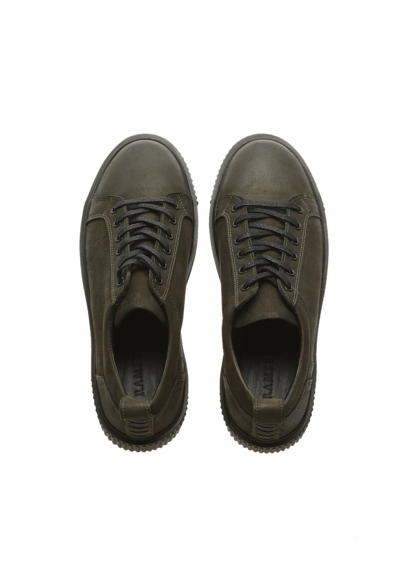 Khaki Leather Sneaker - 5