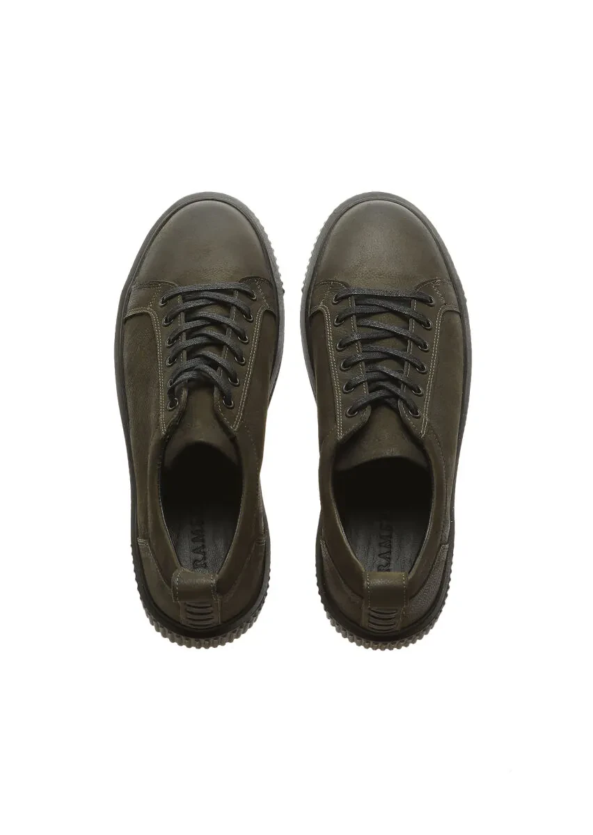 Khaki Leather Sneaker - 5