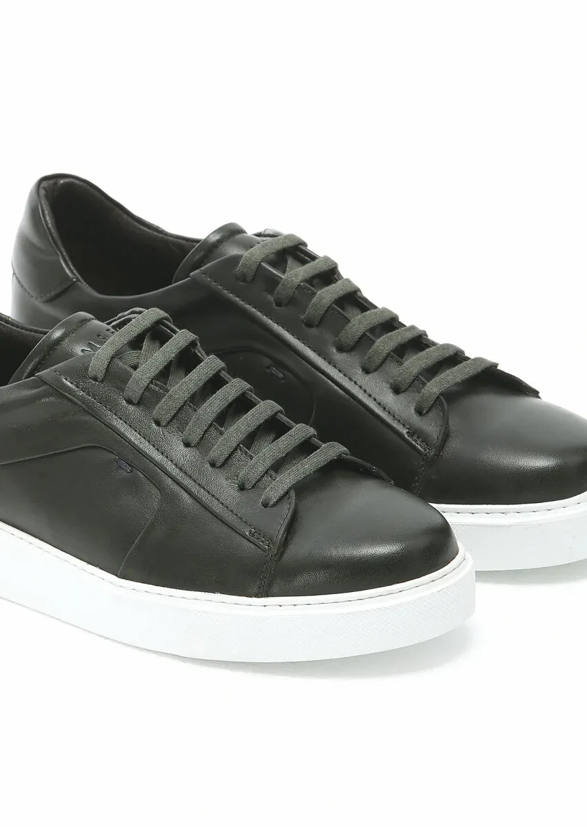 Khaki Leather Sneaker - 3