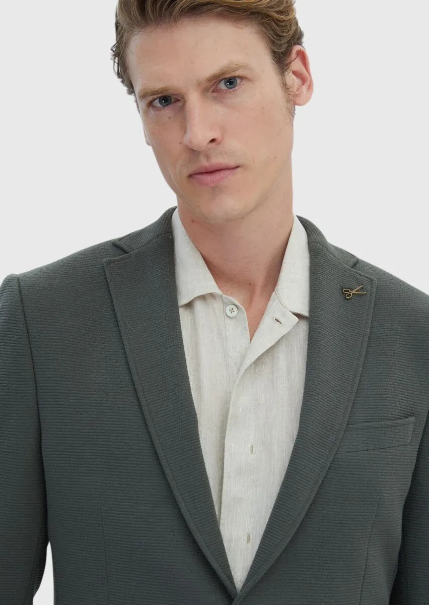 Khaki Micro Zeroweight Slim Fit Cotton Blended Jacket - 3