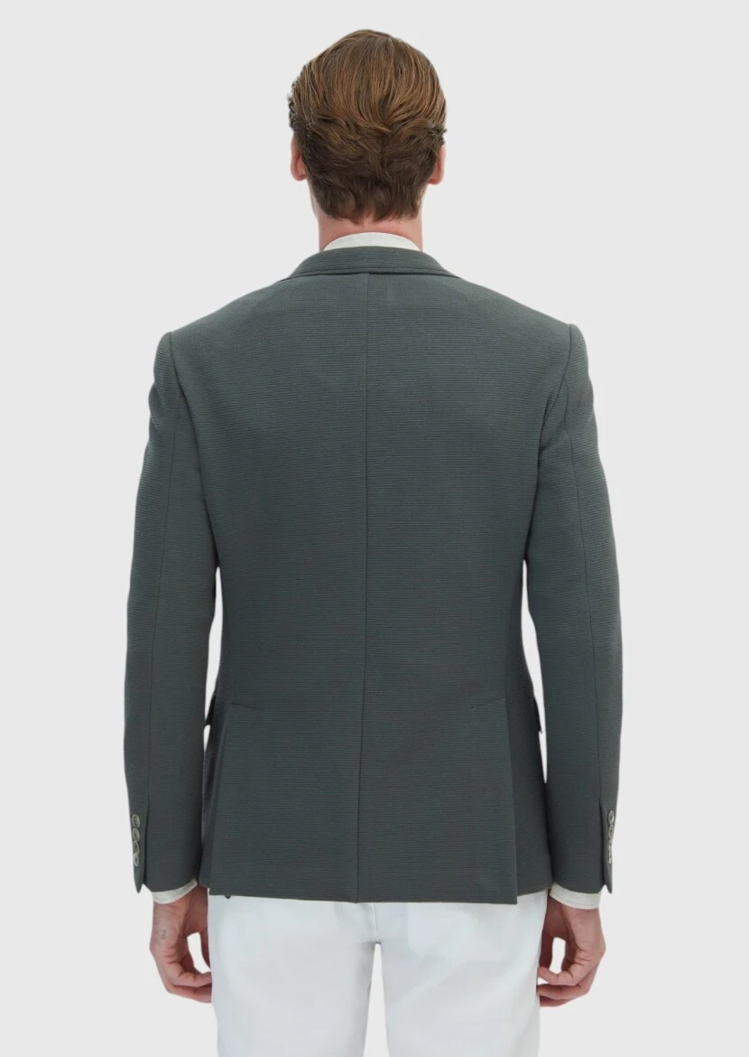 Khaki Micro Zeroweight Slim Fit Cotton Blended Jacket - 5