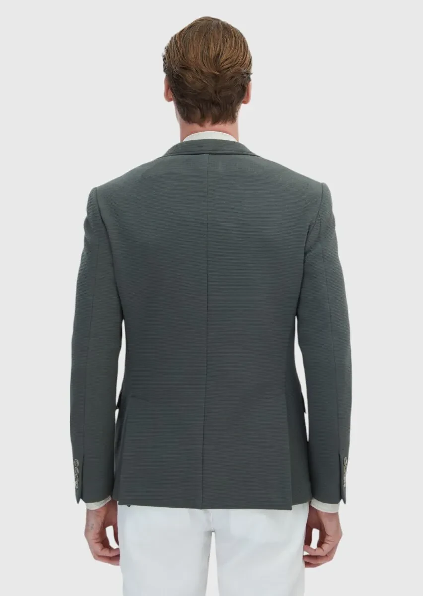 Khaki Micro Zeroweight Slim Fit Cotton Blended Jacket - 5