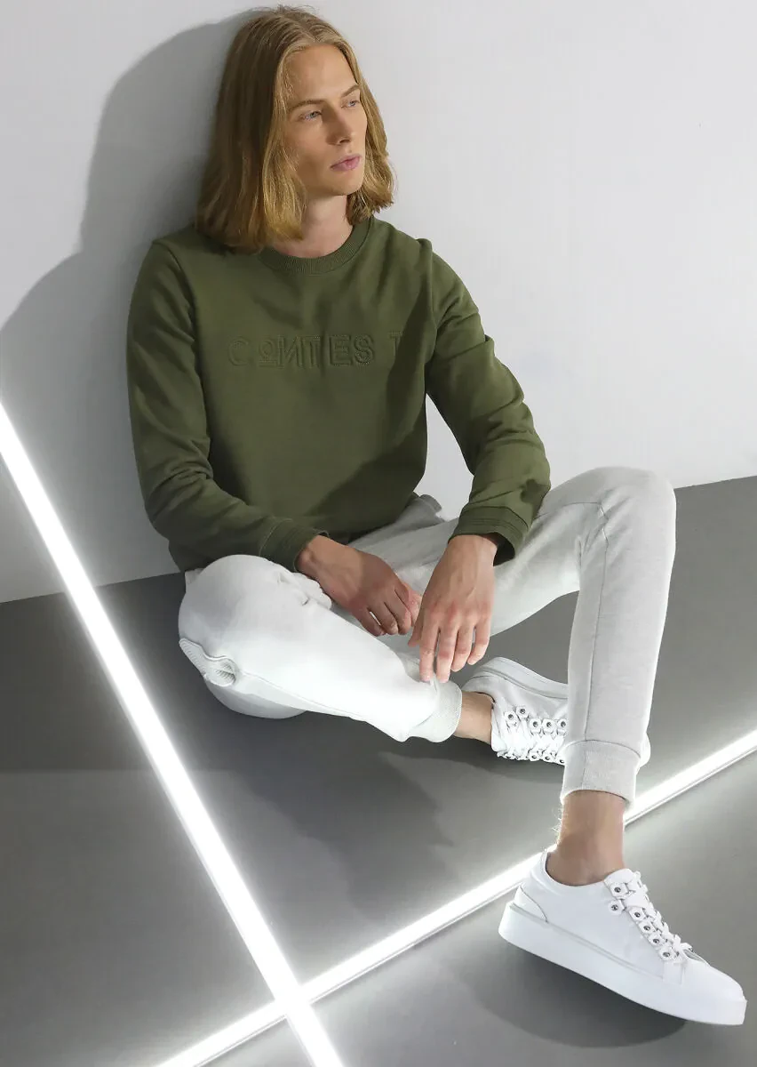 Khaki Patterned Sweatshirt - 2