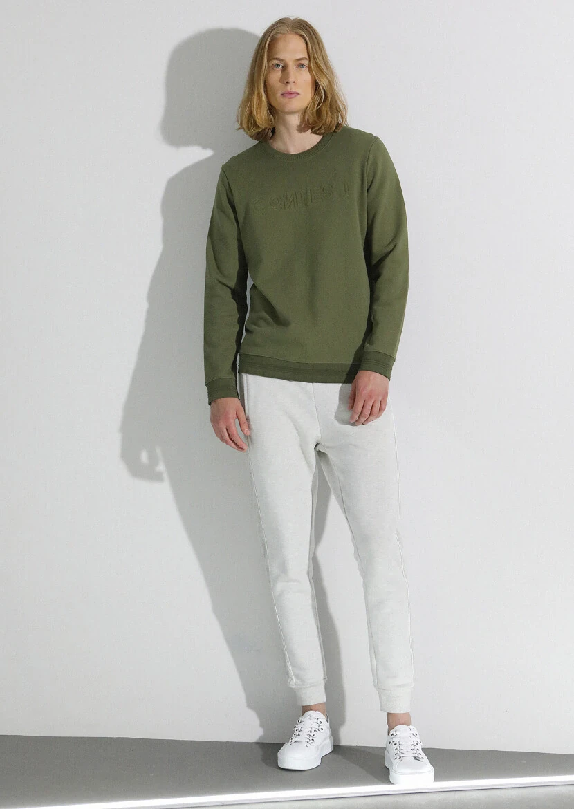 Khaki Patterned Sweatshirt - 4