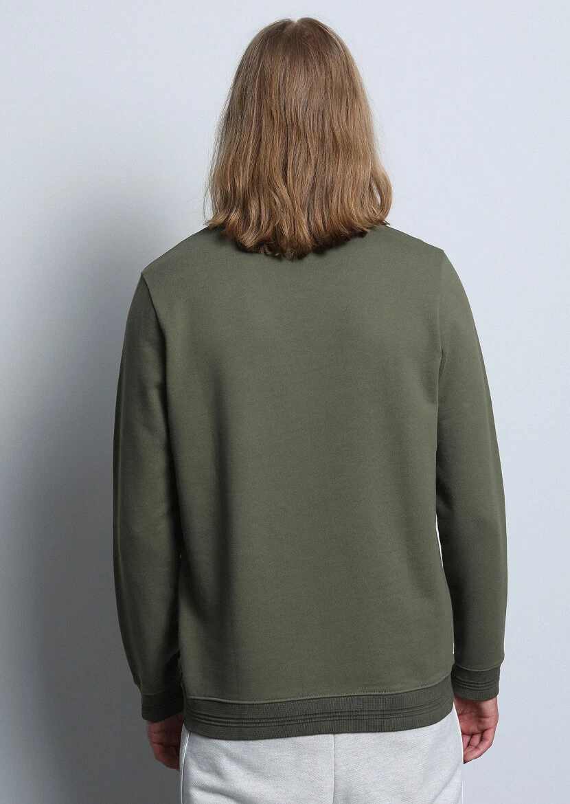 Khaki Patterned Sweatshirt - 5