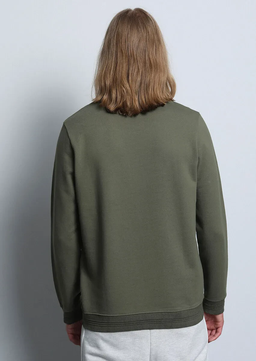 Khaki Patterned Sweatshirt - 5