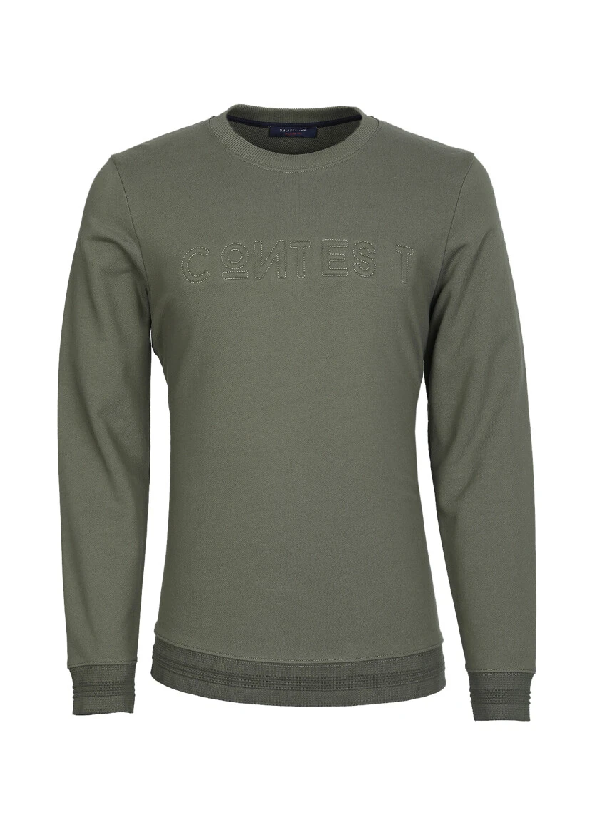 Khaki Patterned Sweatshirt - 6