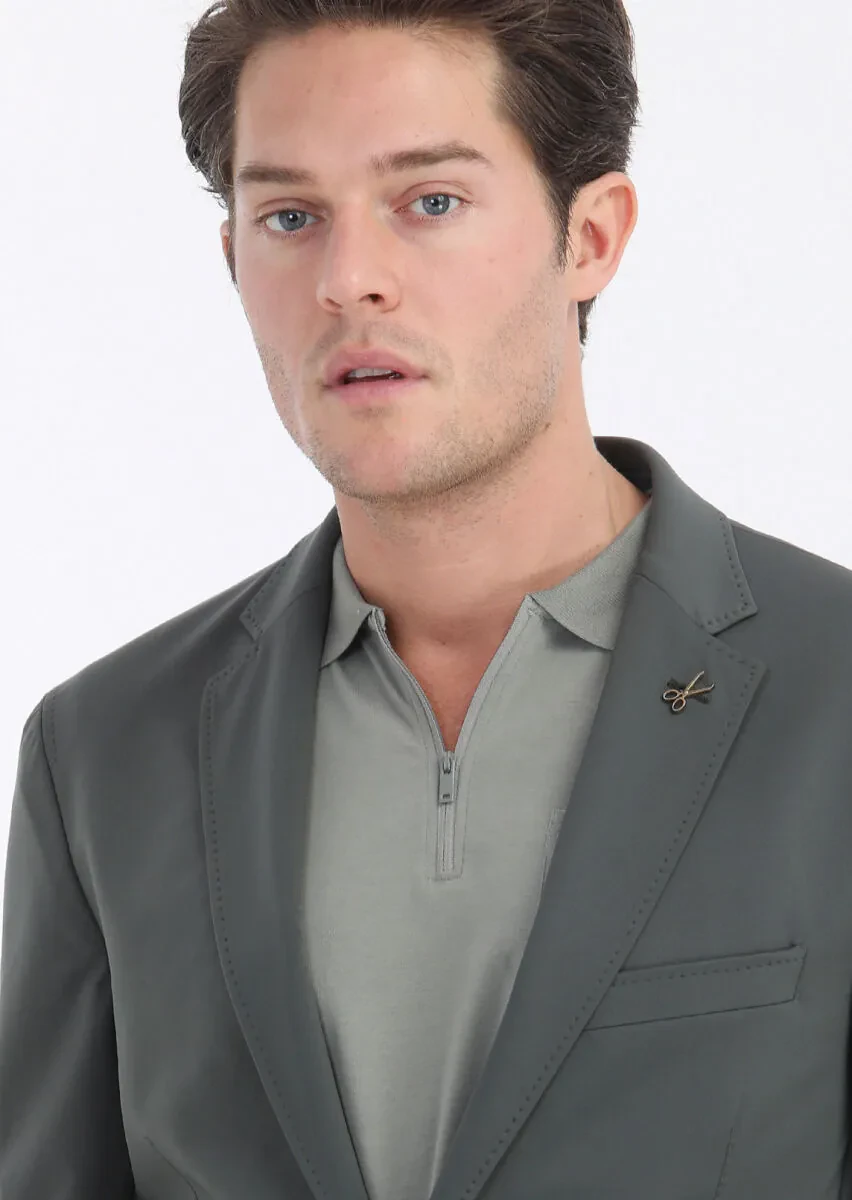 Khaki Plain Comfort Fit Suit - 4