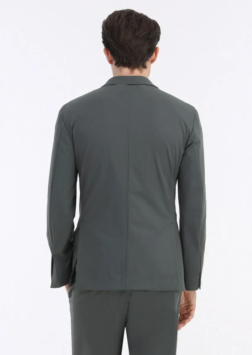 Khaki Plain Comfort Fit Suit - 6
