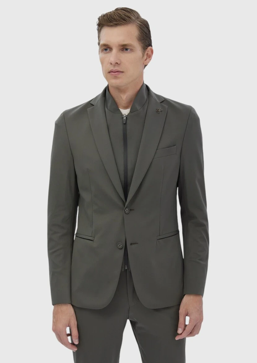 Khaki Plain Comfort Fit Suit - RAMSEY
