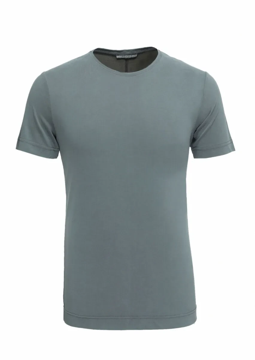 Khaki Plain Crew Neck 100% Cotton T-Shirt - 1