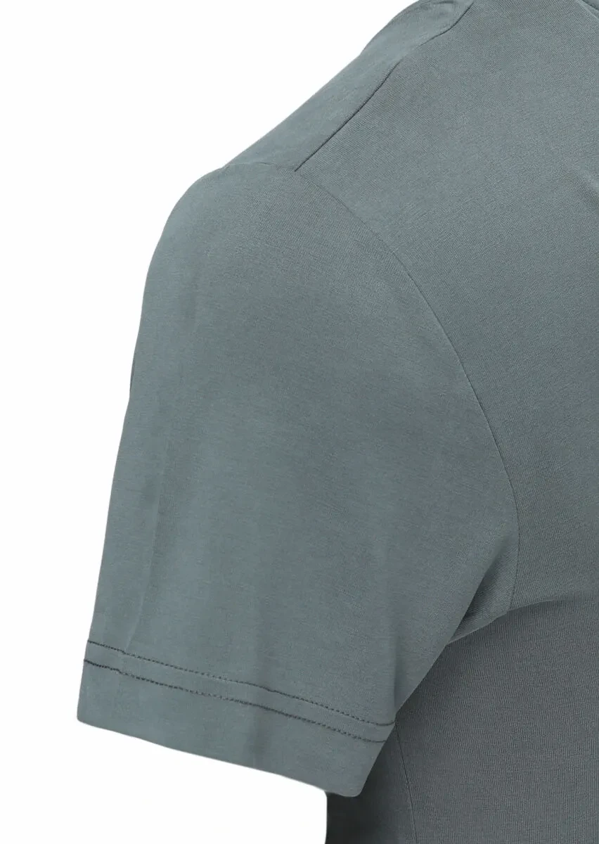 Khaki Plain Crew Neck 100% Cotton T-Shirt - 2