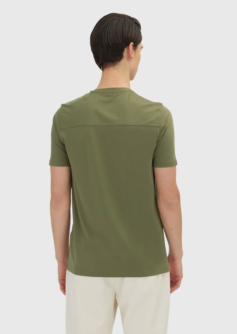 Khaki Plain Crew Neck T-Shirt - 4