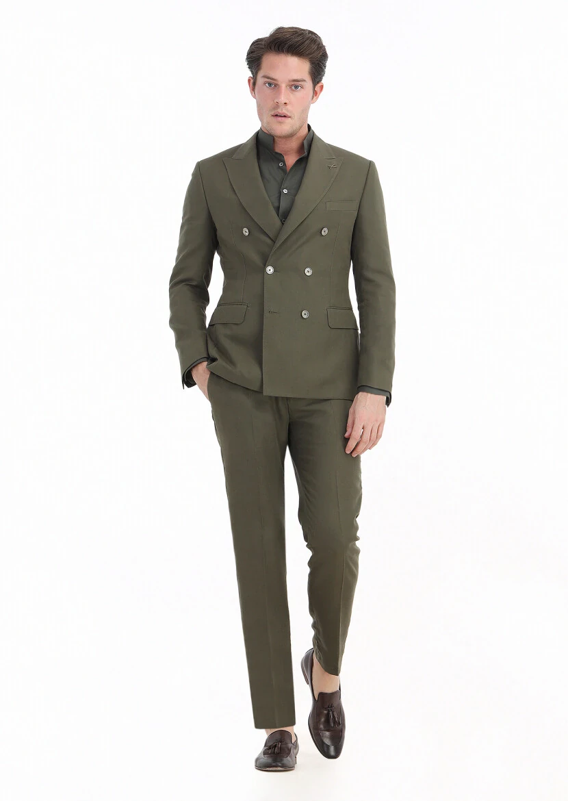 Khaki Plain Zeroweight Slim Fit Suit - 1
