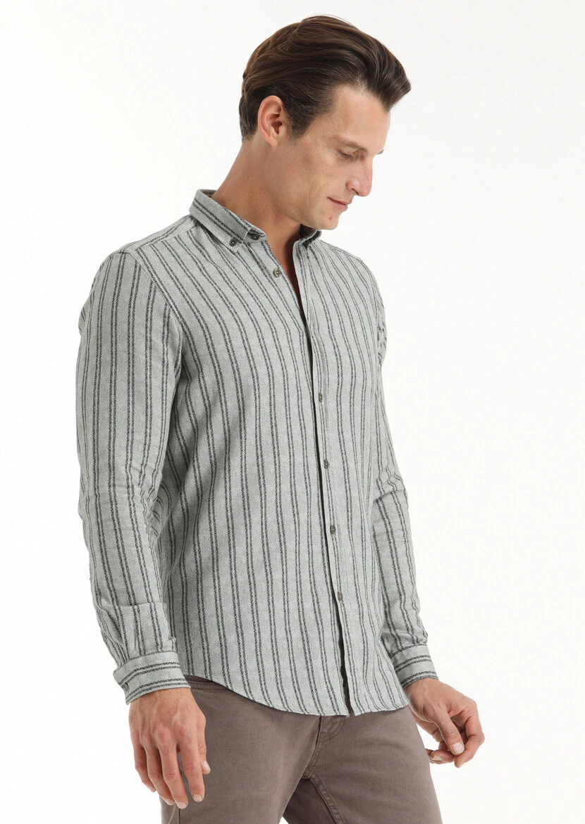 Khaki Printed Regular Fit Weaving Casual 100% Cotton Shirt - 4