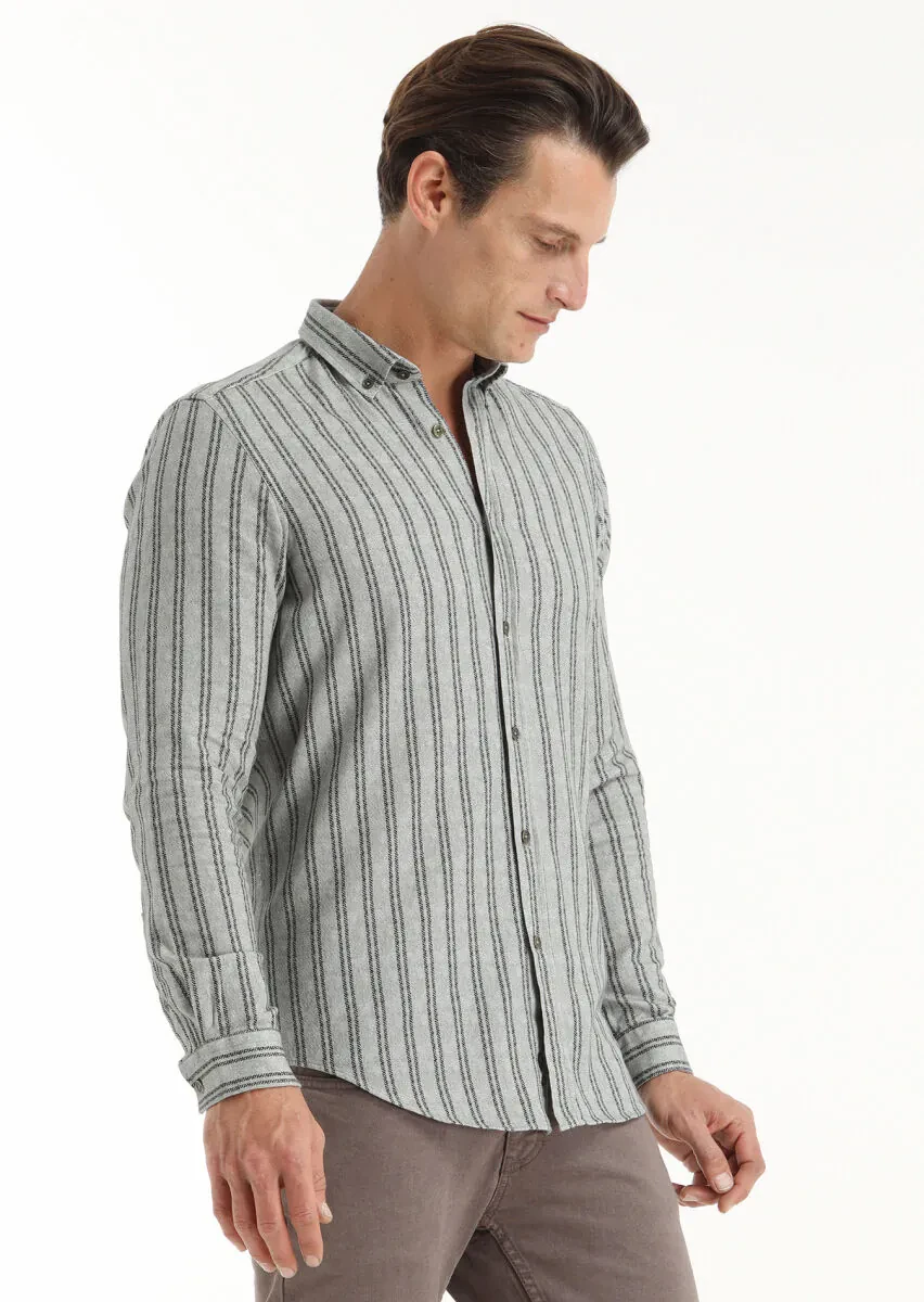 Khaki Printed Regular Fit Weaving Casual 100% Cotton Shirt - 4