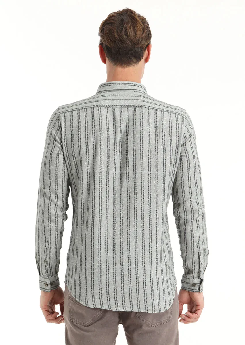 Khaki Printed Regular Fit Weaving Casual 100% Cotton Shirt - 5