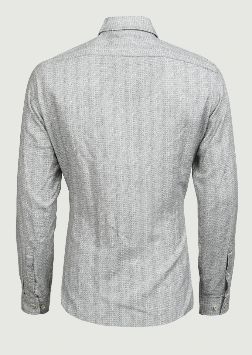 Khaki Printed Slim Fit Weaving Casual 100% Cotton Shirt - 7