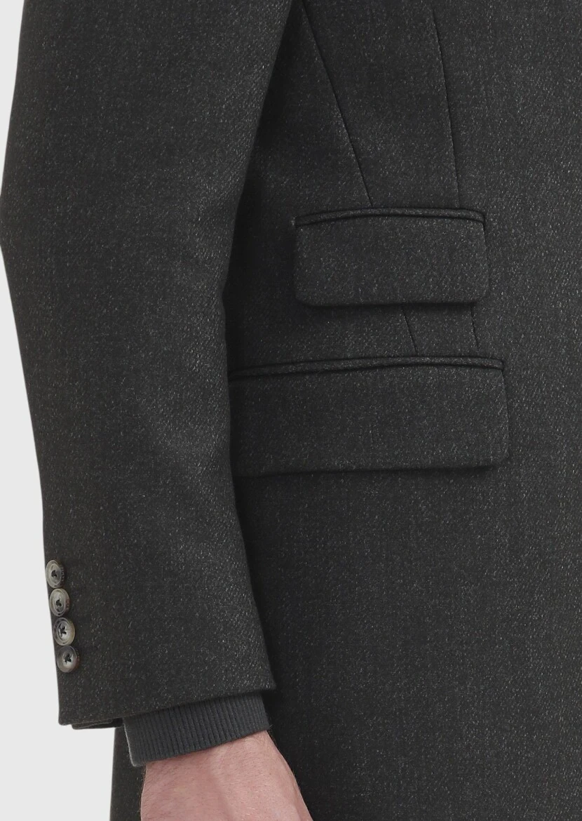 Khaki Regular Fit Butterfly Collar Casual Weaving Overcoat - 5