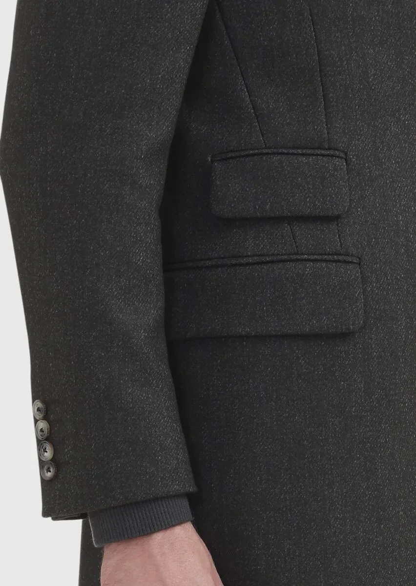 Khaki Regular Fit Butterfly Collar Casual Weaving Overcoat - 5