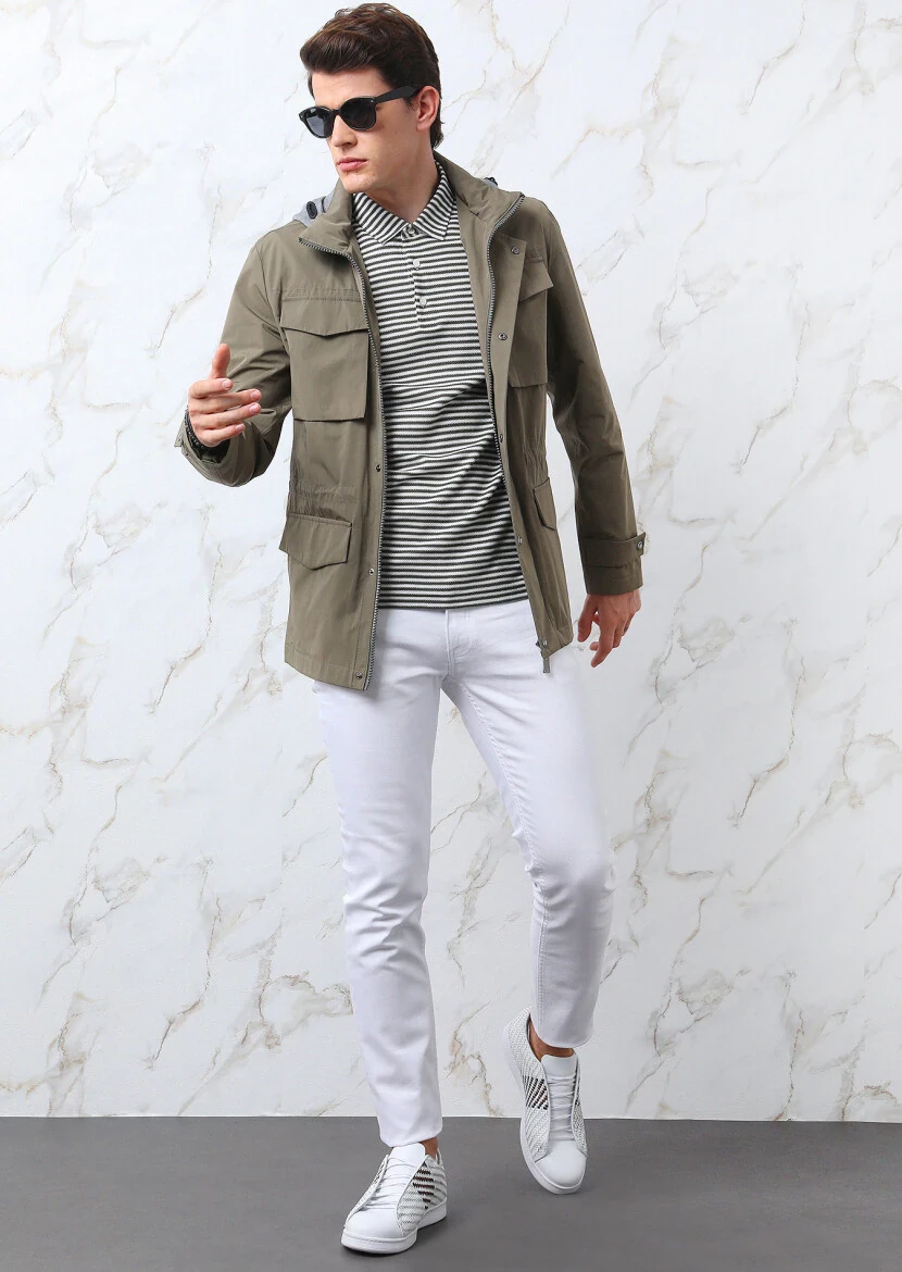 Khaki Regular Fit Cotton Blended Blazer 