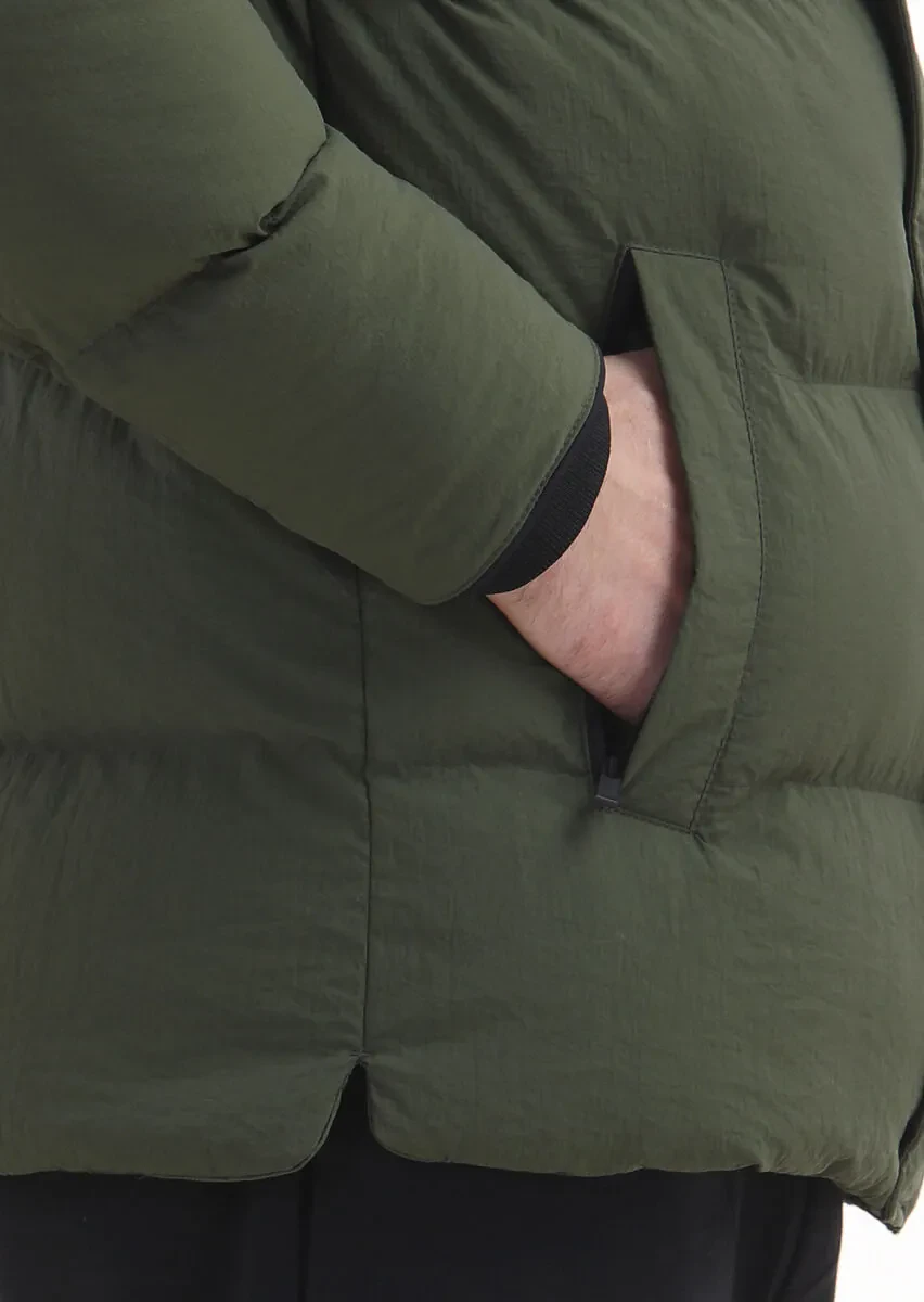 Khaki Regular Fit Hooded Casual Weaving Coat - 6