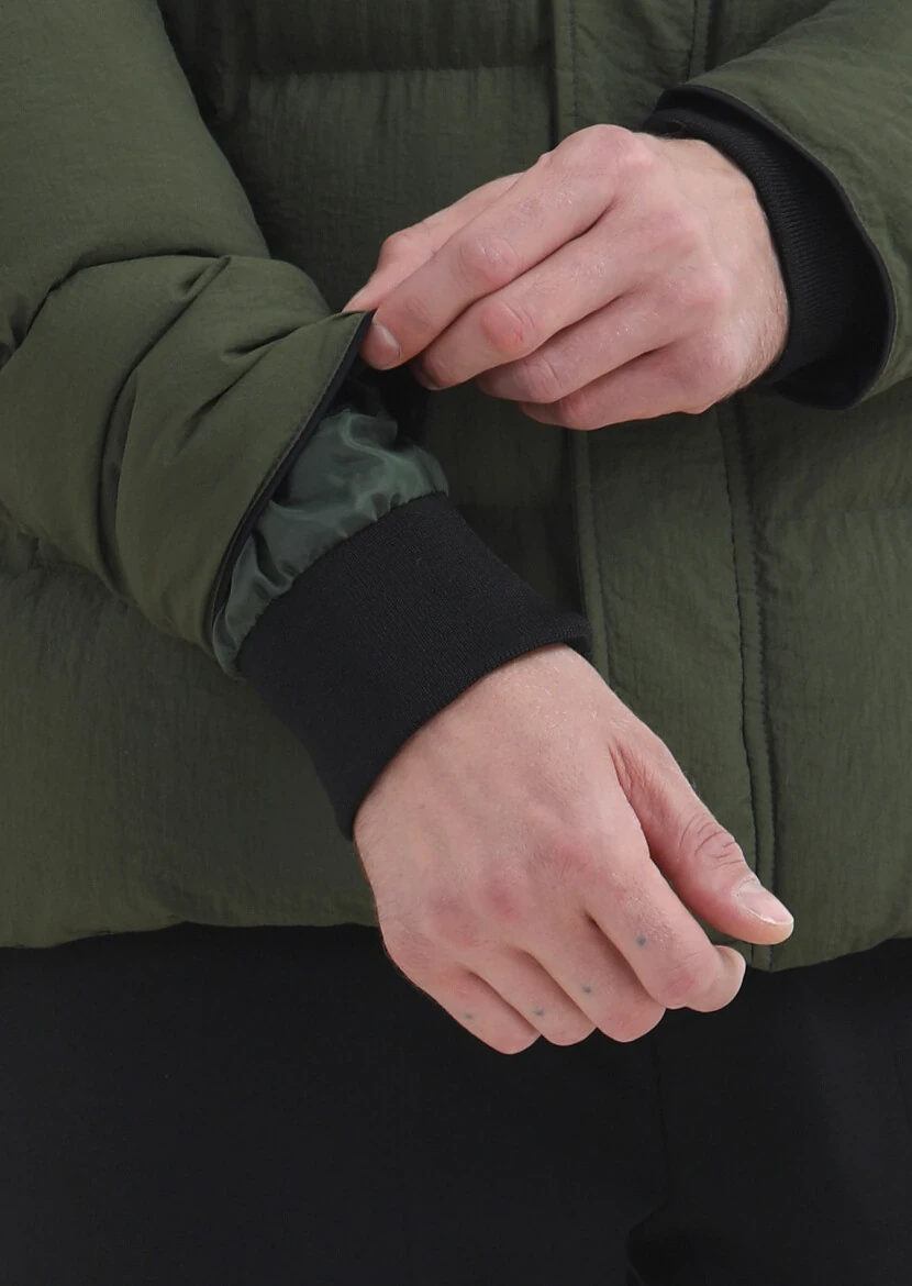 Khaki Regular Fit Hooded Casual Weaving Coat - 7