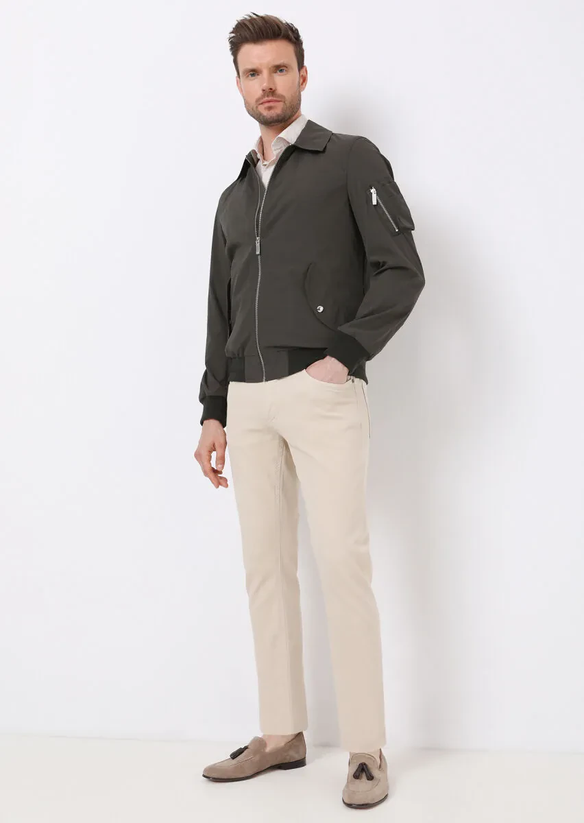 Khaki Regular Fit Turtleneck Casual Weaving Coat - 5