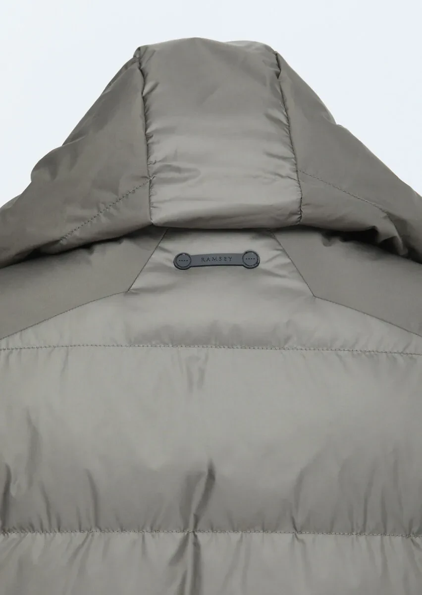 Khaki Regular Fit Turtleneck Casual Weaving Puffer Coat - 5