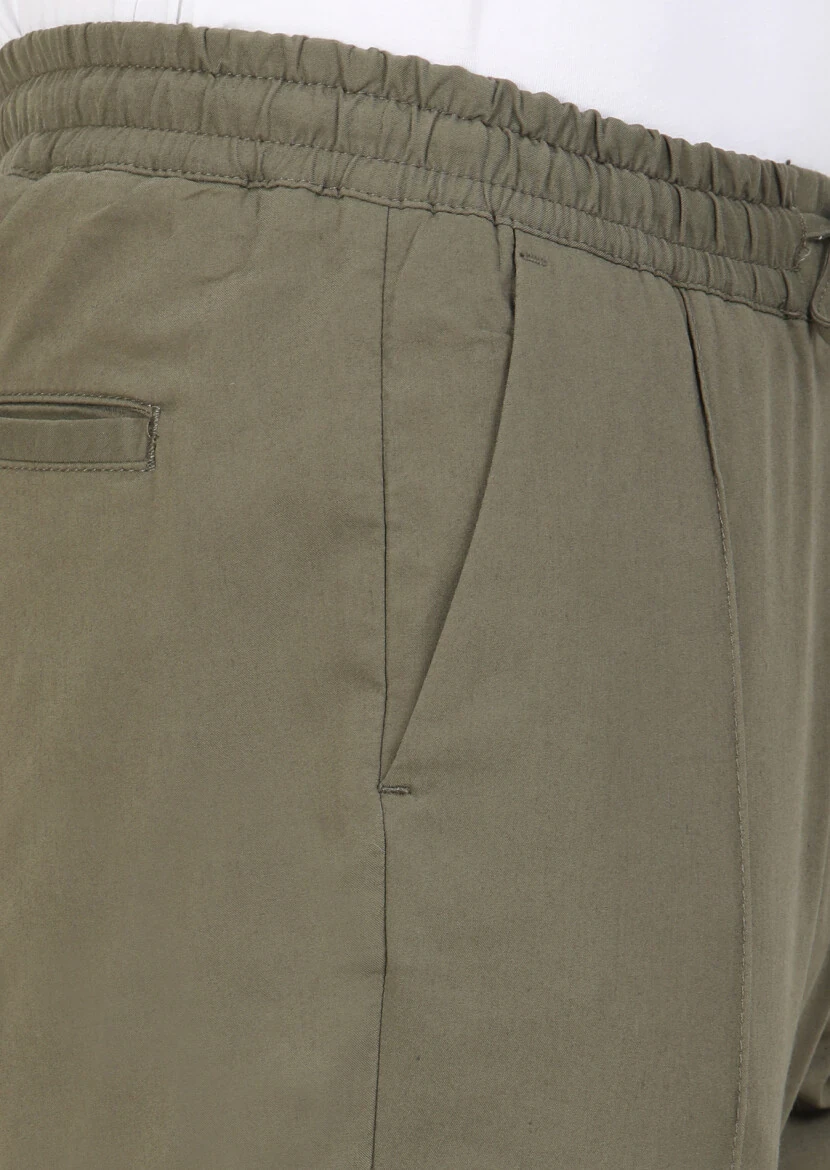 Khaki Weaving Jogging Fit Casual Cotton Blended Trousers - 4