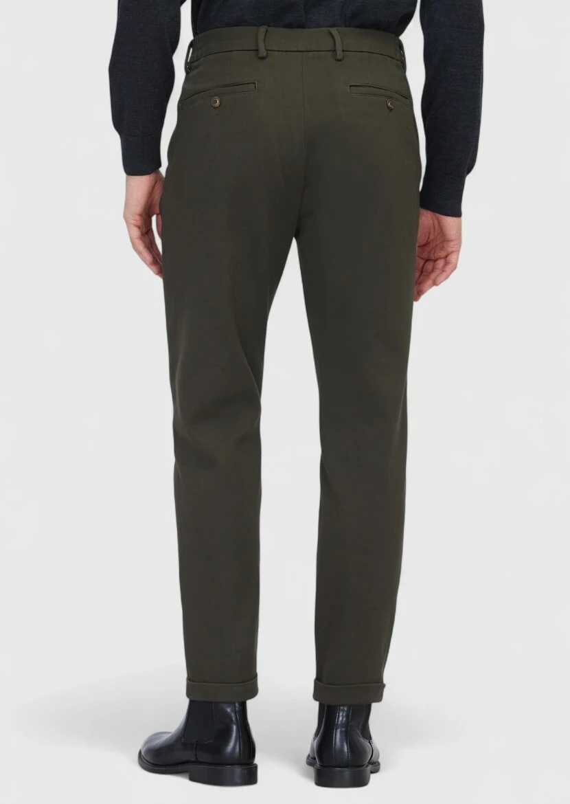 Khaki Weaving Jogging Fit Casual Cotton Blended Trousers - 5