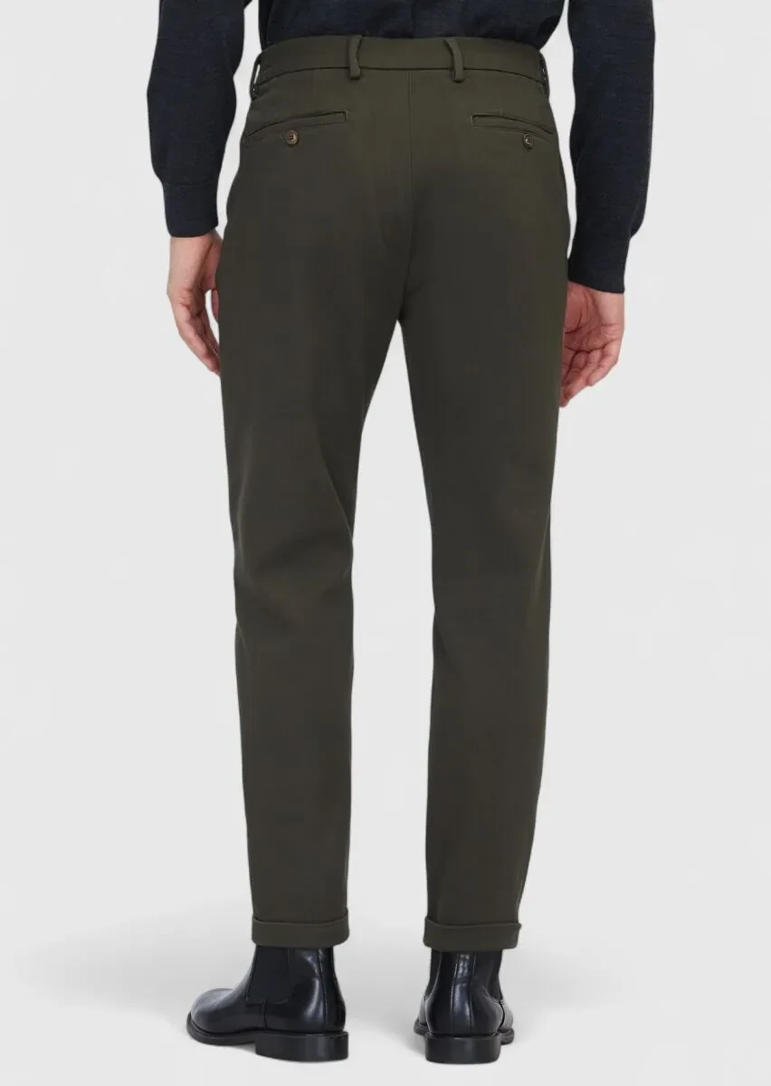 Khaki Weaving Jogging Fit Casual Cotton Blended Trousers - 5