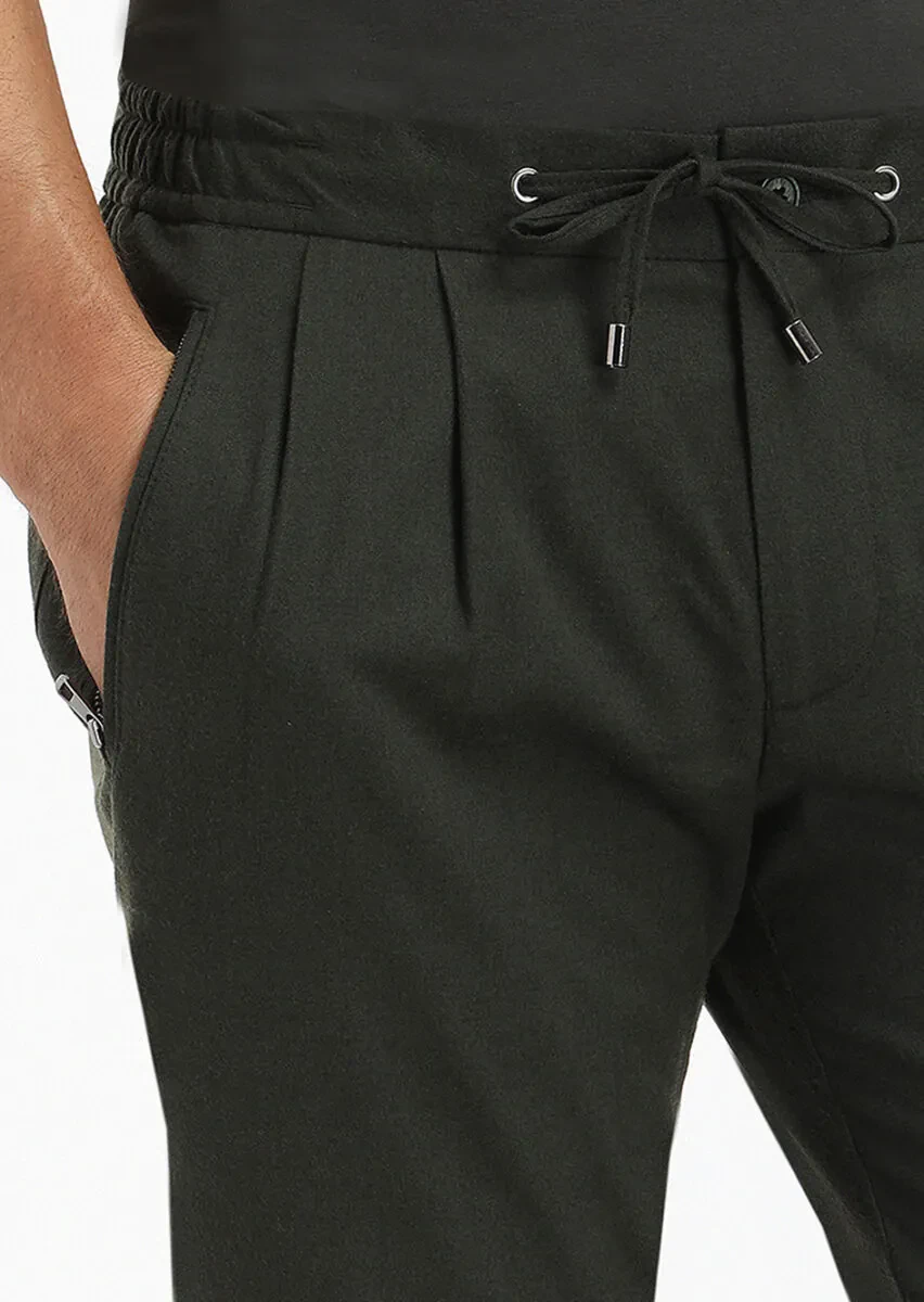 Khaki Weaving Jogging Fit Casual Trousers - 3