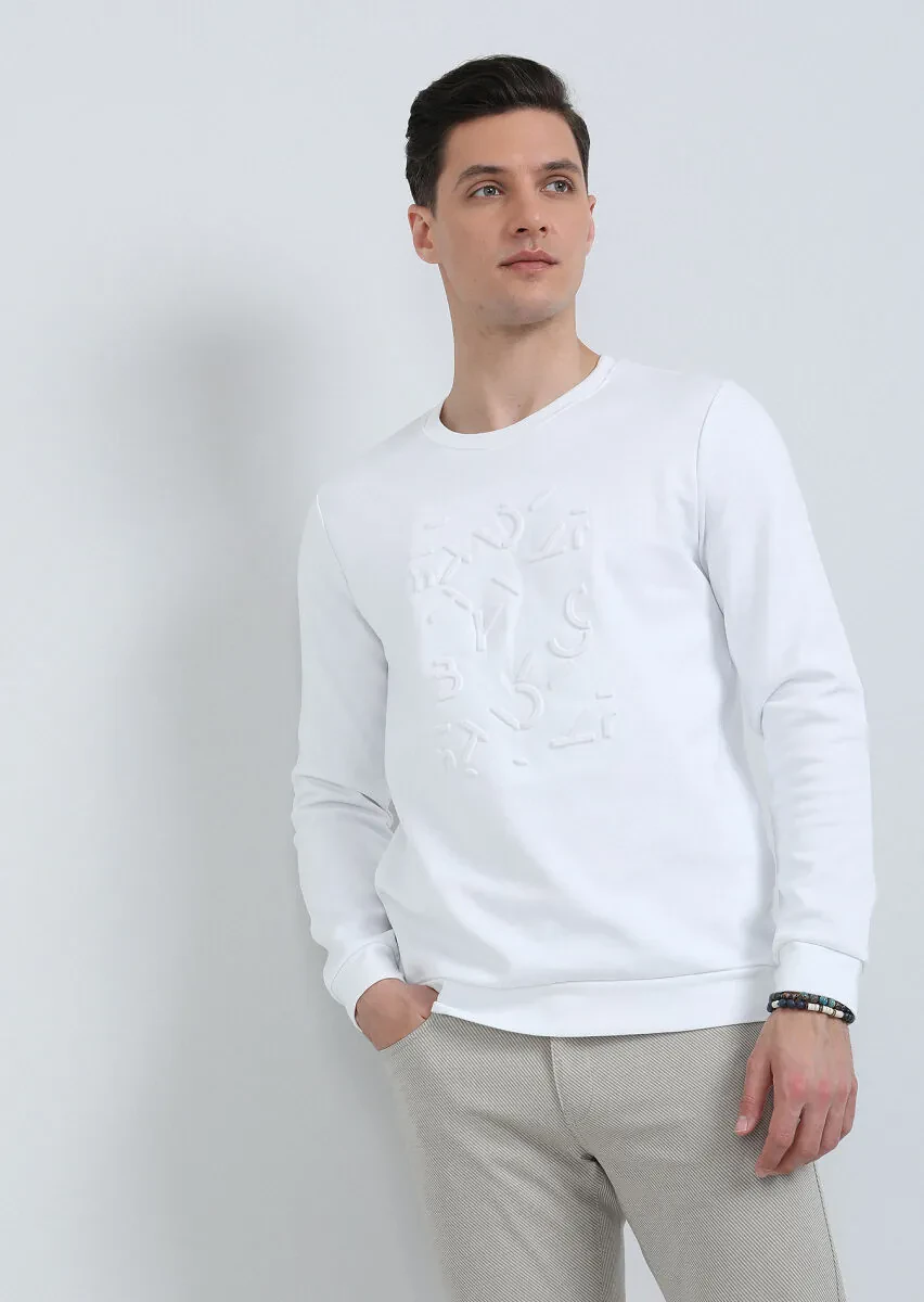 Kırık Beyaz Baskılı Sweatshırt - 2